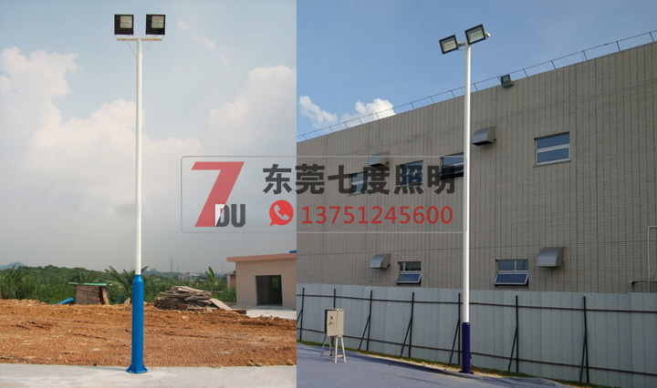 户外篮球场照明灯杆样式二：等径大小杆样式图片