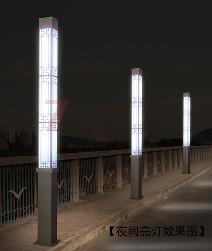 3米(QDJGDZ-016)广场中式镂空方形动漫画在线无限制免费看柱夜间亮灯效果图片